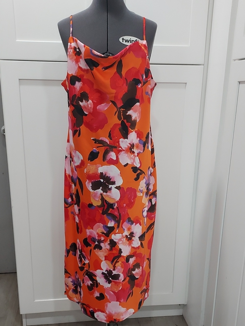 Floral Slip Dress - Orange Floral